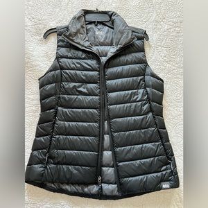 REI black puffy vest - begging to be worn on a fall walk with your dog!